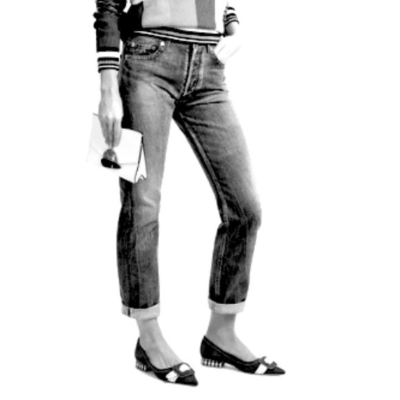 Rue St Aurea Point Toe Big Buckle Contrast Stitched Leather Ballet Flats 38 $430 - Picture 16 of 16